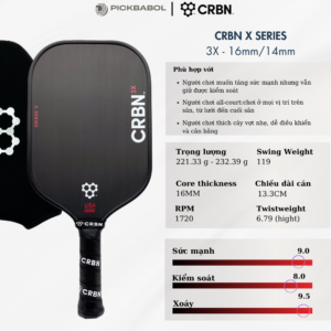 Vợt Pickleball CRBN 3 X Series (Elongated Paddle) - 16MM