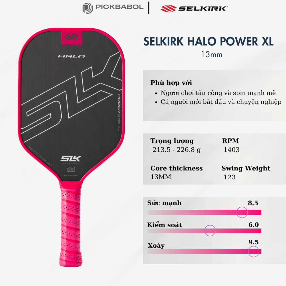 Vợt Pickleball SLK HALO Power XL - Pink