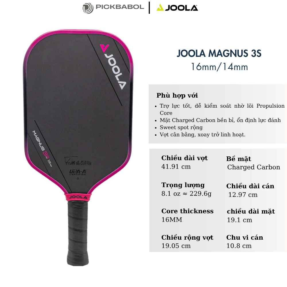 Vợt Pickleball JOOLA Tyson McGuffin Magnus 3S - 16MM