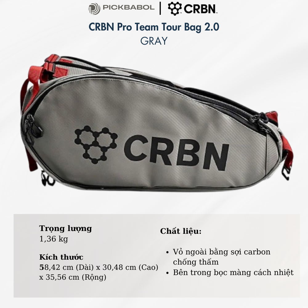Túi Pickleball CRBN Pro Team Tour Bag 2.0 - Gray
