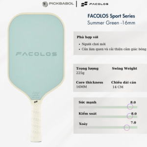 Vợt Pickleball FACOLOS Sport Series 16MM - Summer Green