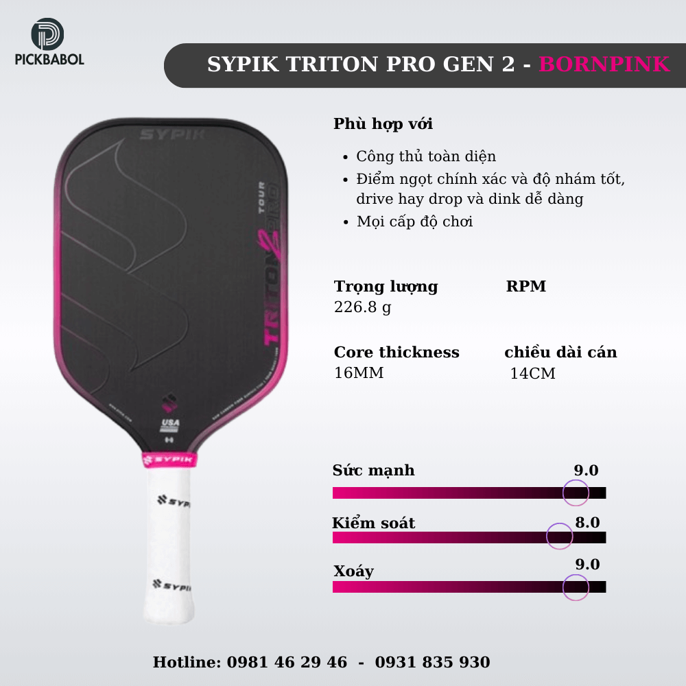Vợt Pickleball Sypik Triton Pro 2 - Born Pink