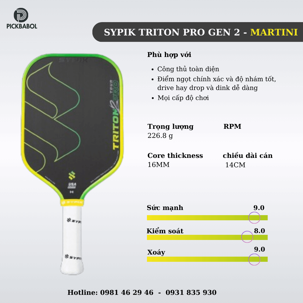 Vợt Pickleball Sypik Triton Pro Gen 2 - Martini