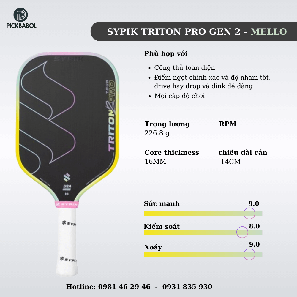 Pickleball Sypik Triton Pro Gen 2 - Mello