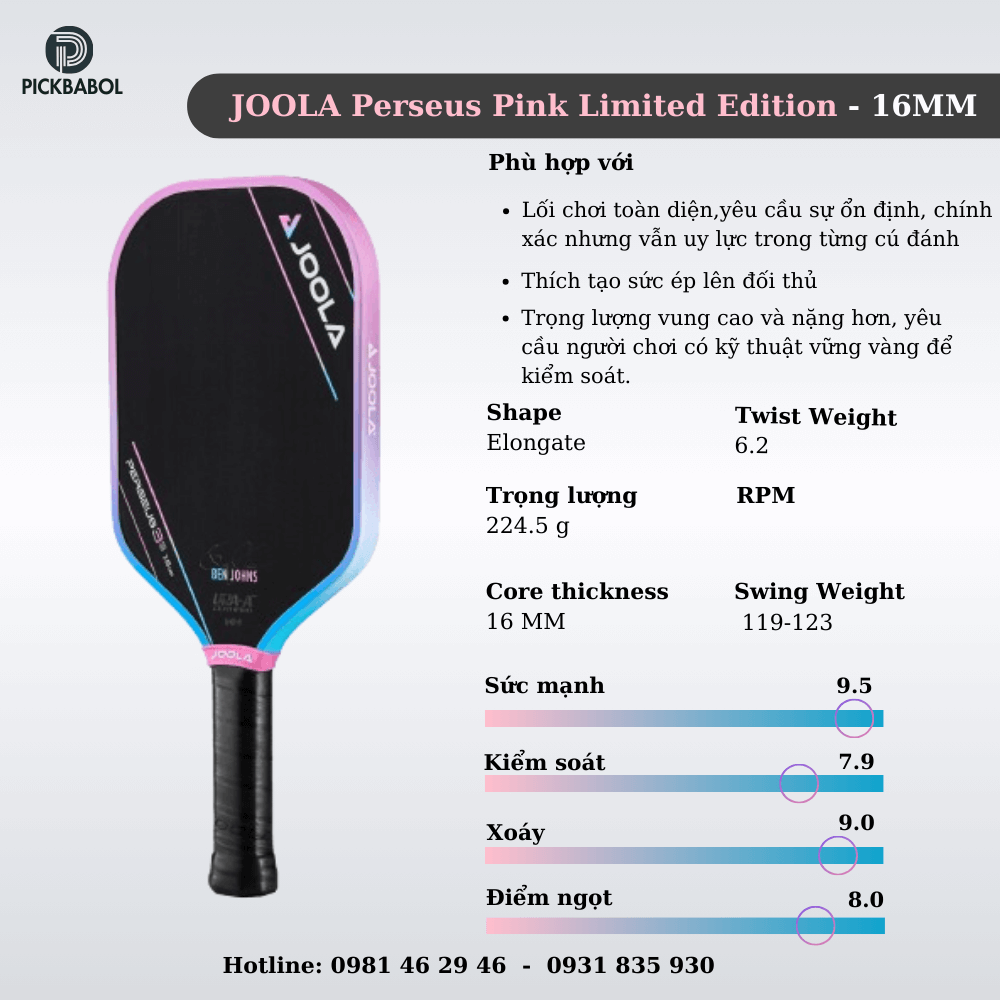 Vợt Pickleball Joola Perseus Pink Limited Edition