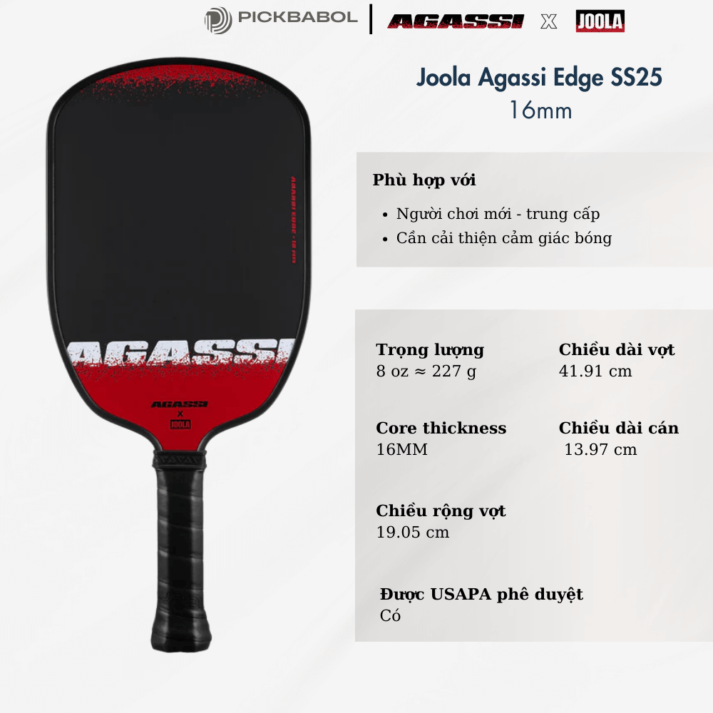 Vợt Pickleball Joola Agassi & Graf Edge SS25  -  16MM