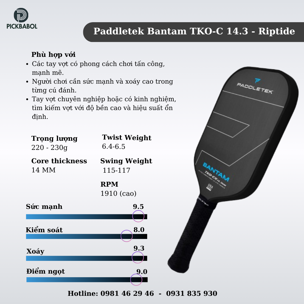 23 Paddletek Bantam TKO-C 14.3 - Riptide