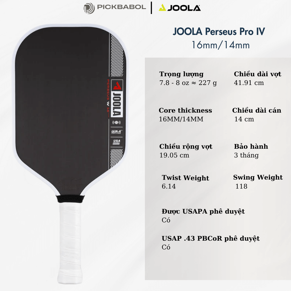 Vợt Pickleball JOOLA Ben Johns Perseus Pro IV - 16MM/14MM