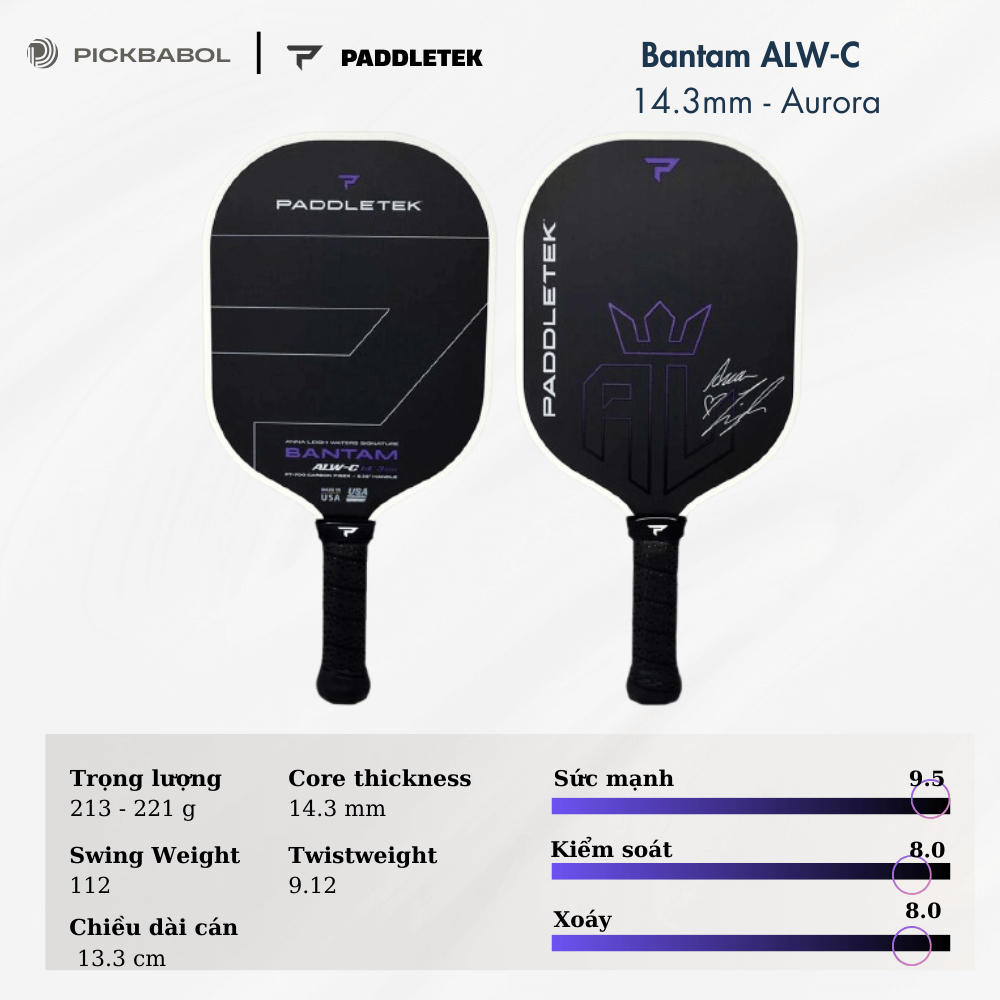 Vợt Pickleball PADDLETEK Bantam ALW-C 14.3MM