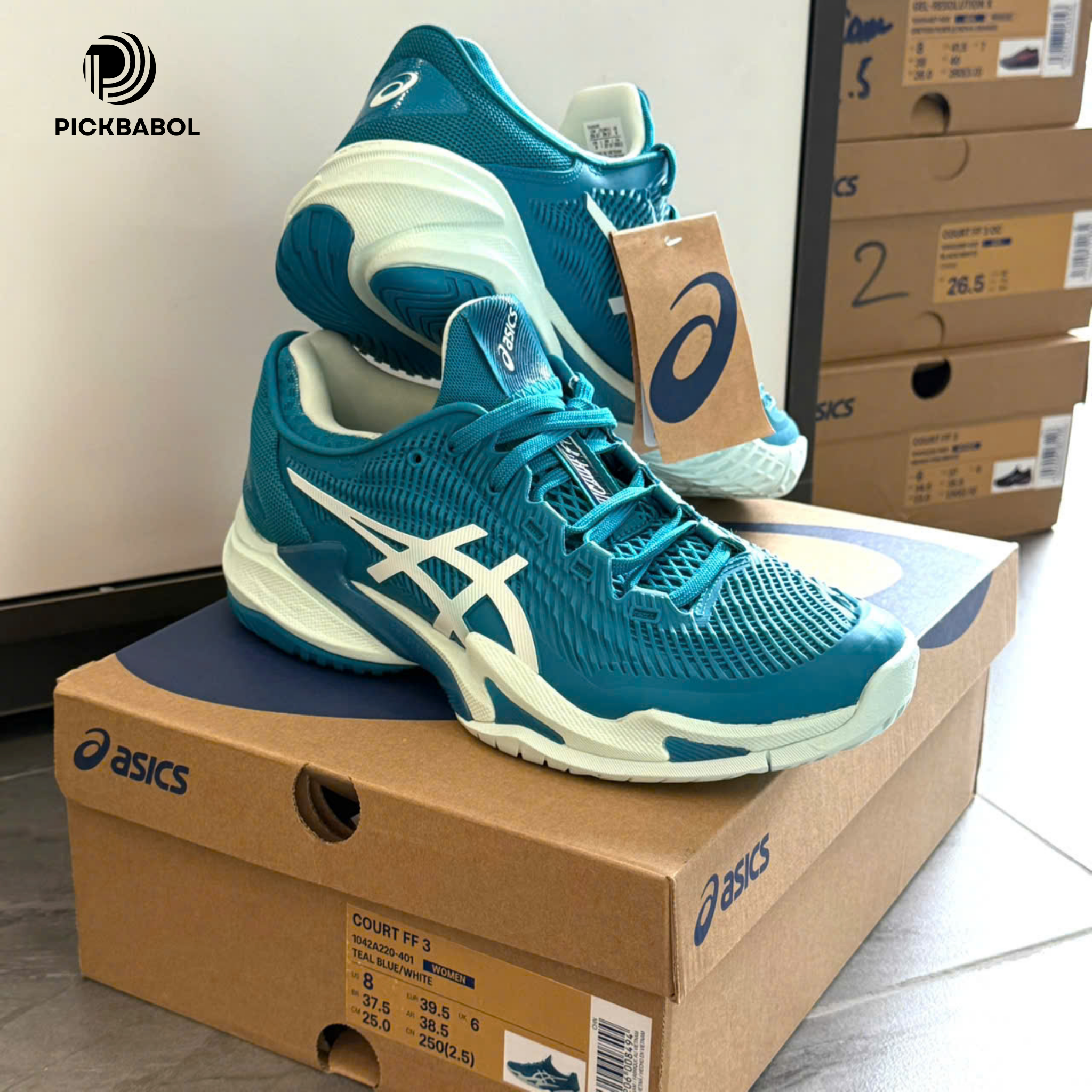 Giày Tennis/Pickleball Asics FF3 NOVAK - TEAL BLUE/WHITE