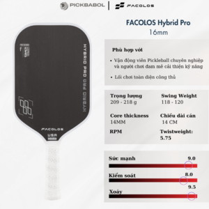 Vợt Pickleball FACOLOS Hybrid Pro - White