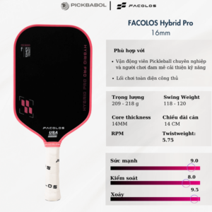 Vợt Pickleball FACOLOS Hybrid Pro - Pink