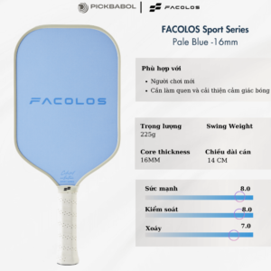 Vợt Pickleball FACOLOS Sport Series 16MM - Pale Blue