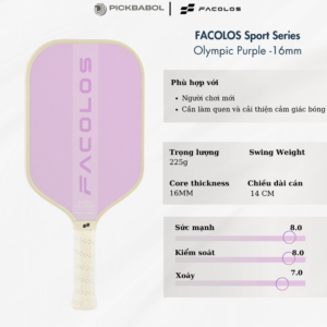 Vợt Pickleball FACOLOS Sport Series 16MM - Olympic Purple
