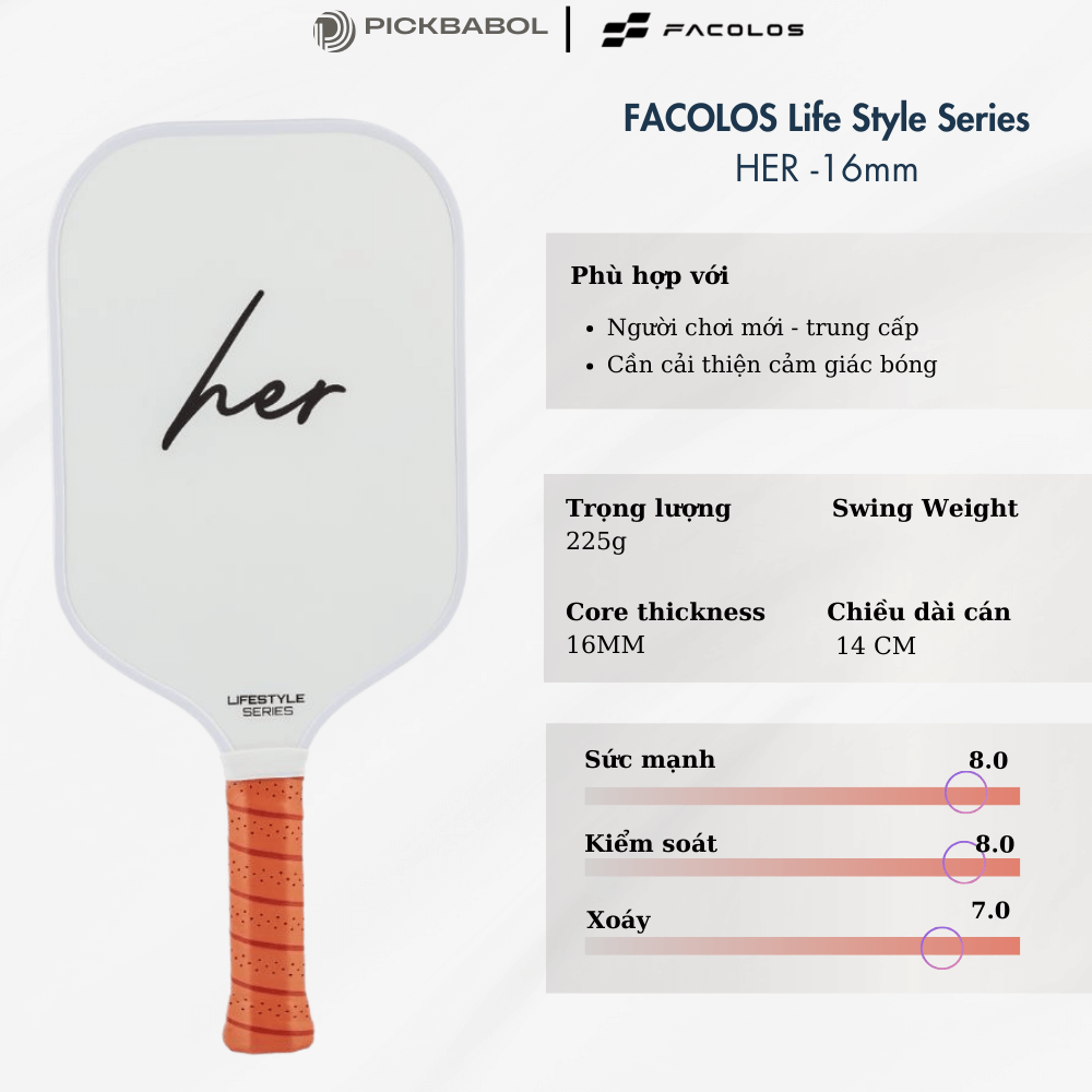 Vợt Pickleball Lifestyle Series - Couple Collection 16MM - HER