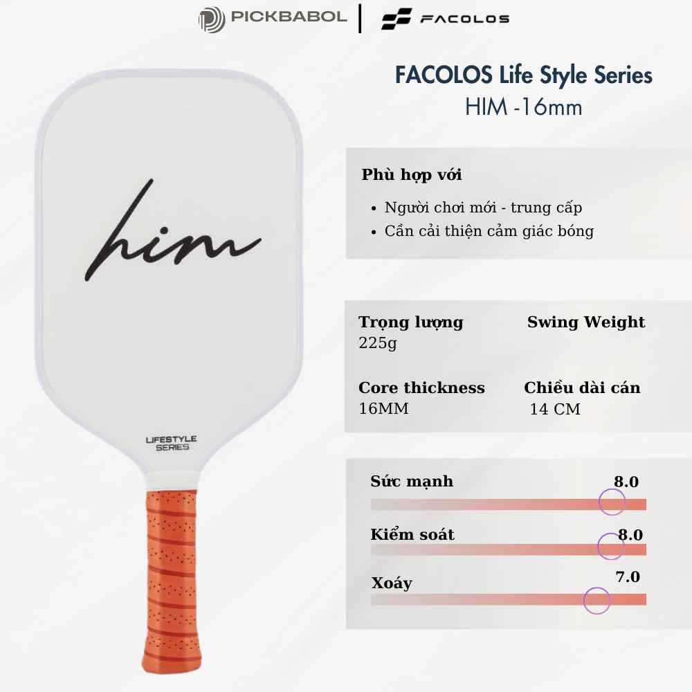 Vợt Pickleball Lifestyle Series - Couple Collection 16MM - HIM