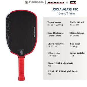 Vợt Pickleball JOOLA Agassi Pro - 16MM