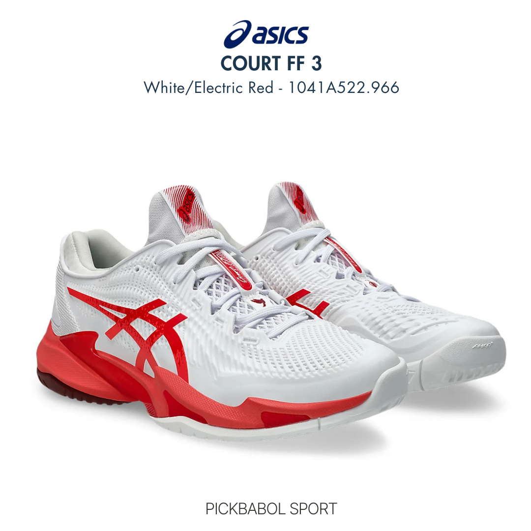 Giày tennis/pickleball COURT FF 3 NOVAK - White/Electric Red 1041A522.966