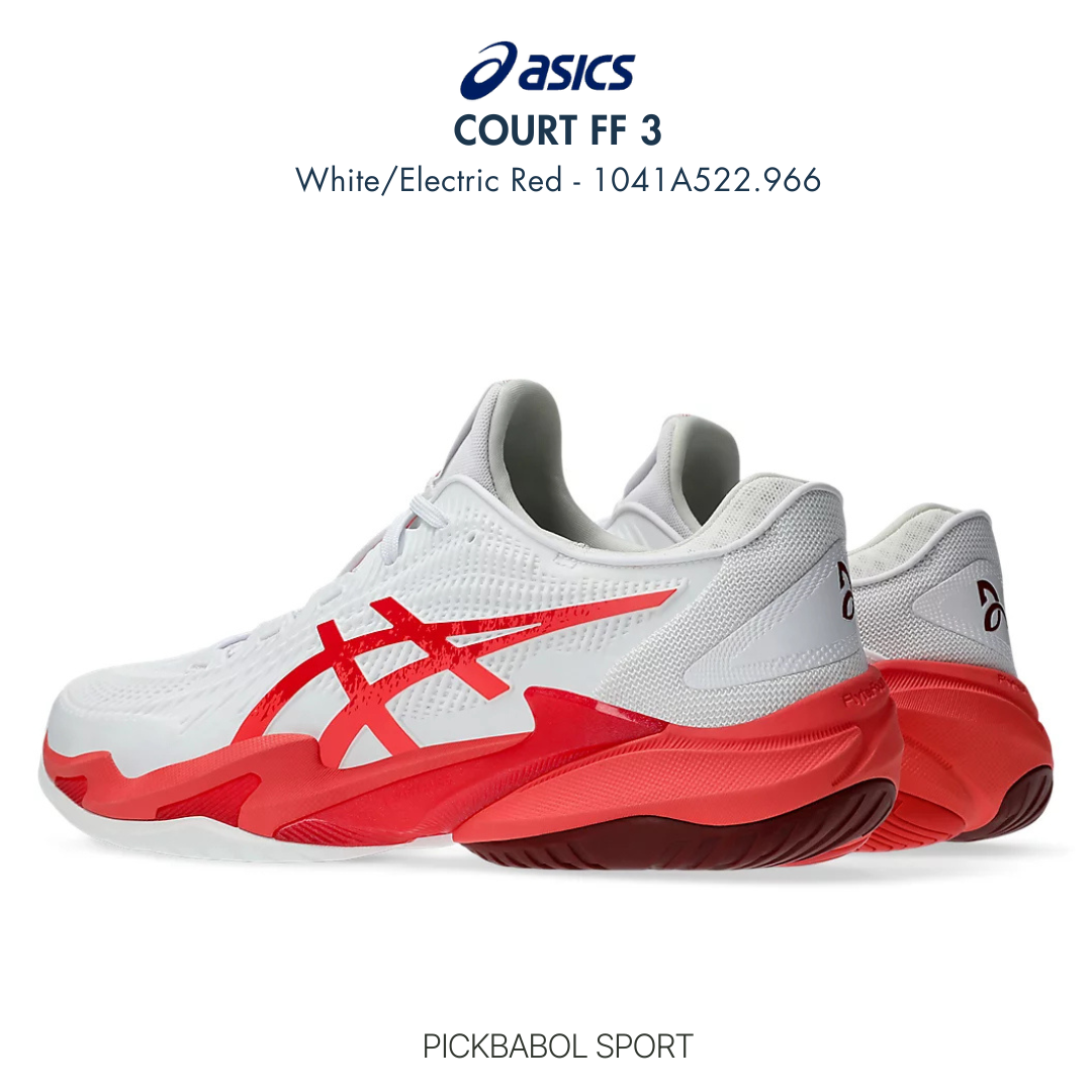 Giày tennis/pickleball COURT FF 3 NOVAK - White/Electric Red 1041A522.966