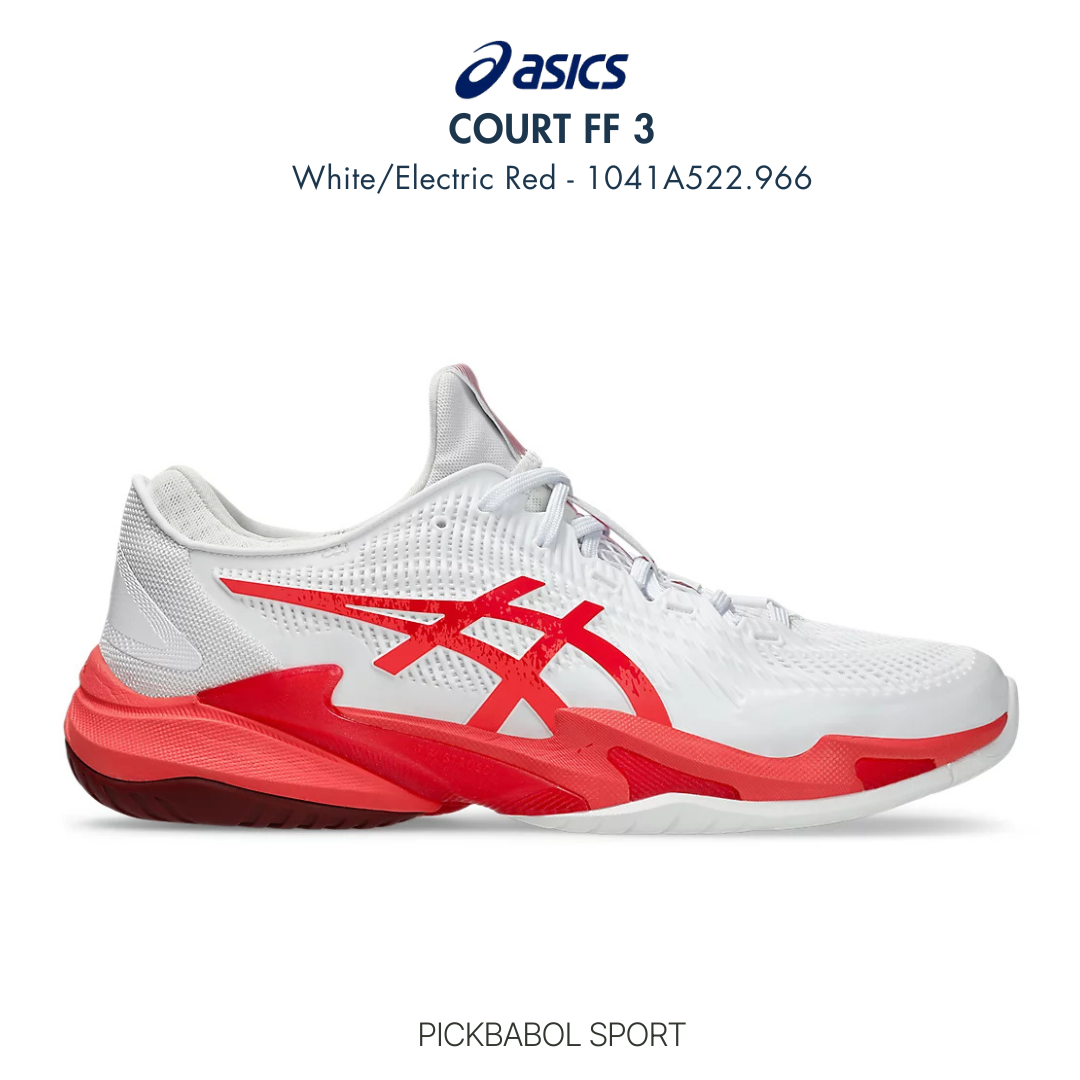 Giày tennis/pickleball COURT FF 3 NOVAK - White/Electric Red 1041A522.966