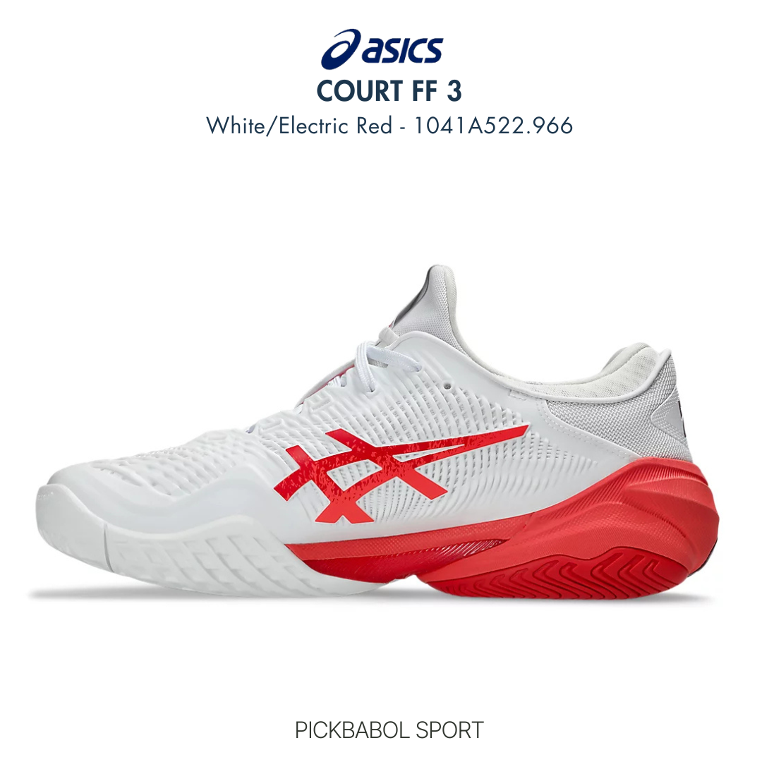 Giày tennis/pickleball COURT FF 3 NOVAK - White/Electric Red 1041A522.966