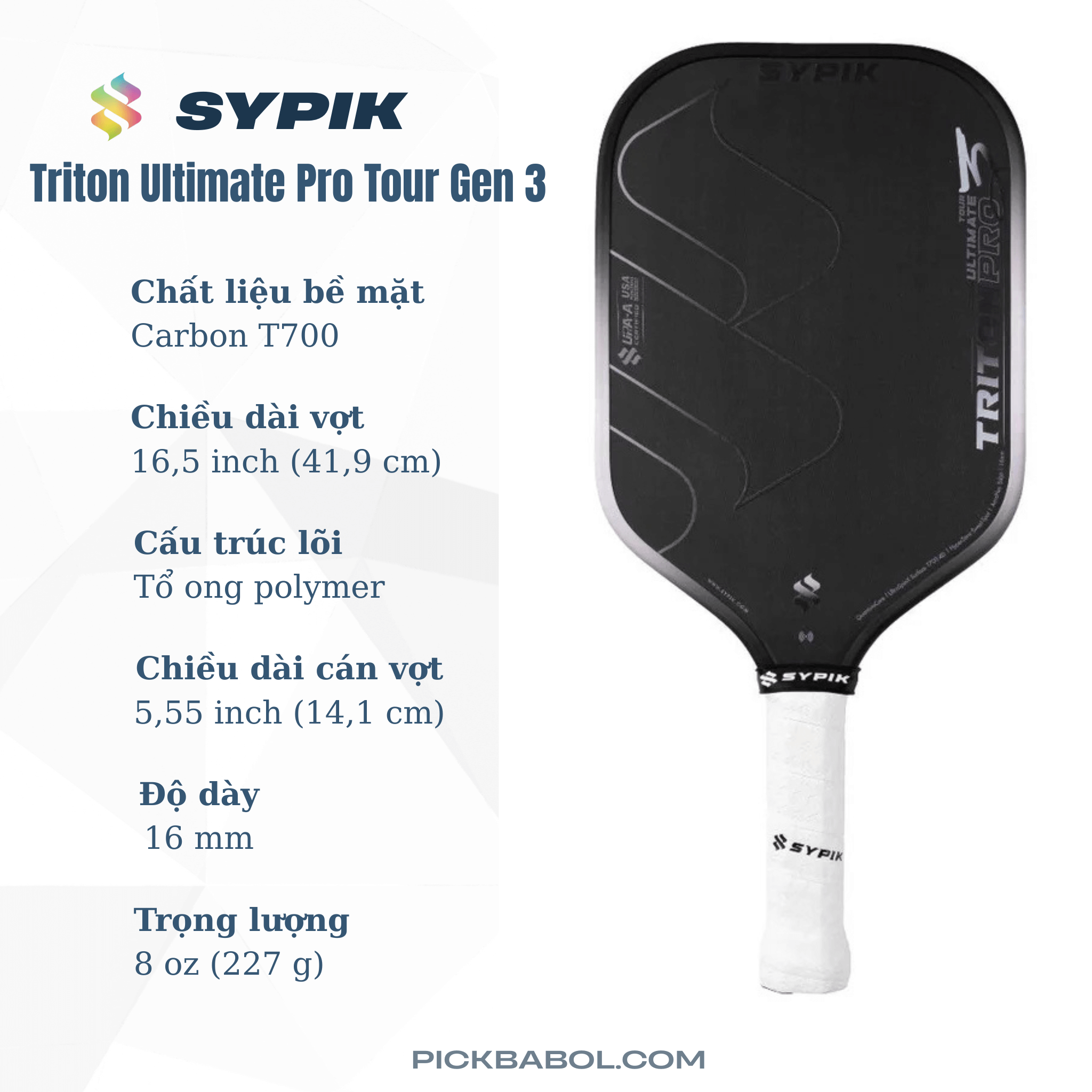 Vợt Pickleball Sypik Triton Ultimate Pro Tour Gen 3