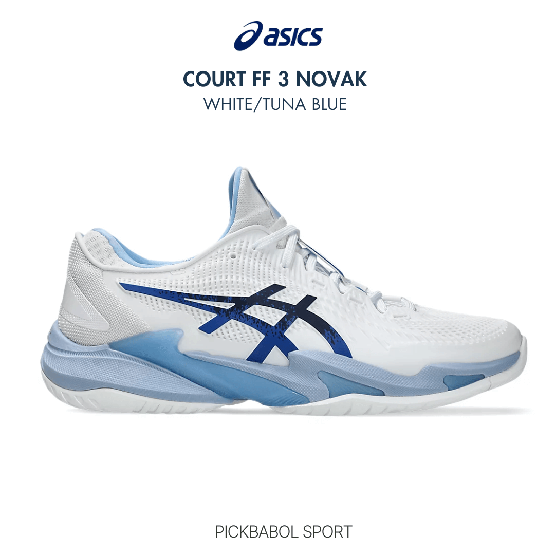 Giày Pickleball ASICS COURT FF 3 NOVAK - WHITE/TUNA BLUE
