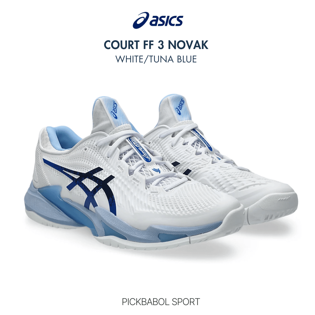 Giày Pickleball ASICS COURT FF 3 NOVAK - WHITE/TUNA BLUE