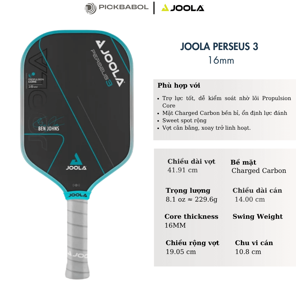 Vợt pickleball Joola Ben Johns Perseus 3 16MM - Bản cờ Mỹ