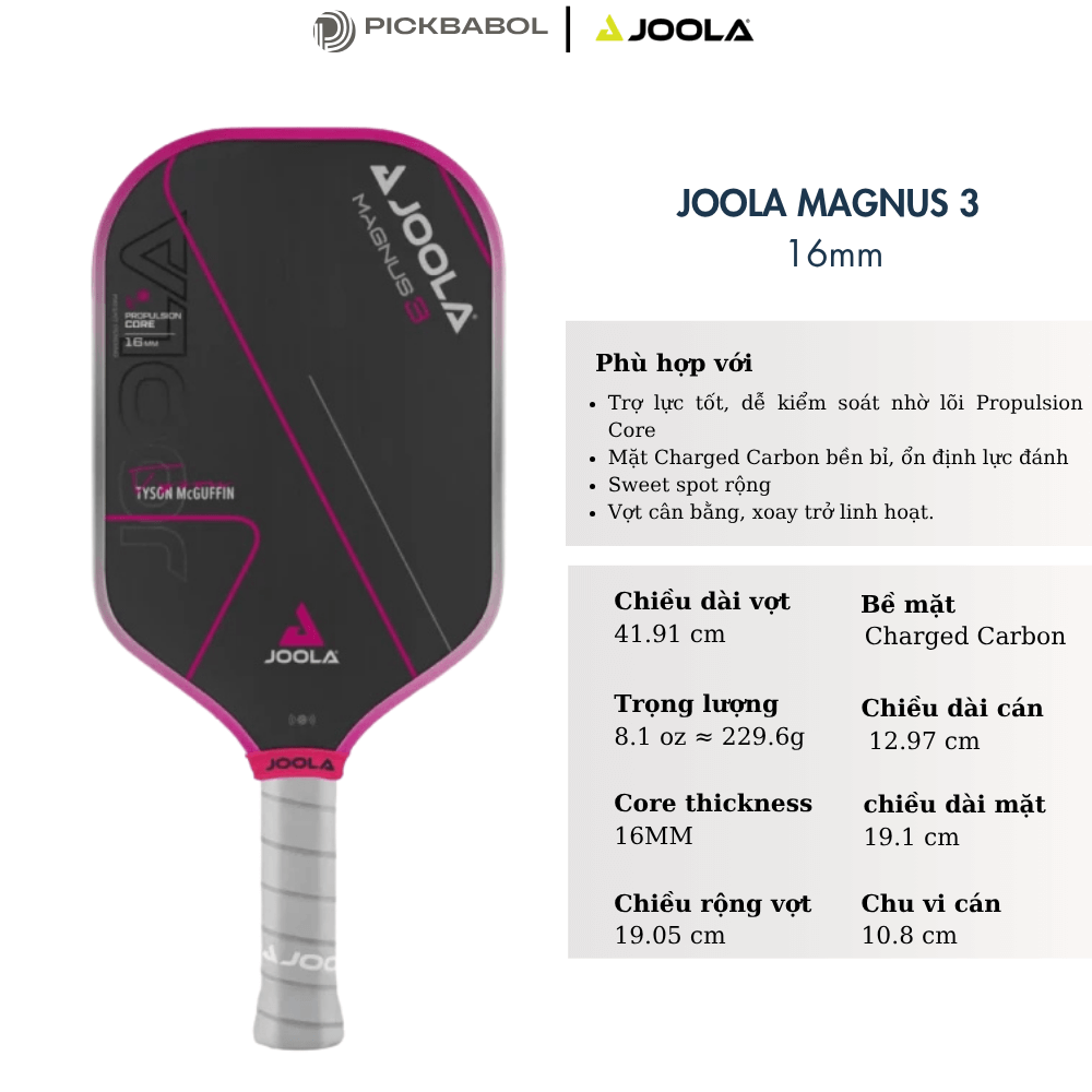 Vợt Pickleball Joola Tyson McGuffin Magnus 3 16MM - Bản cờ Mỹ