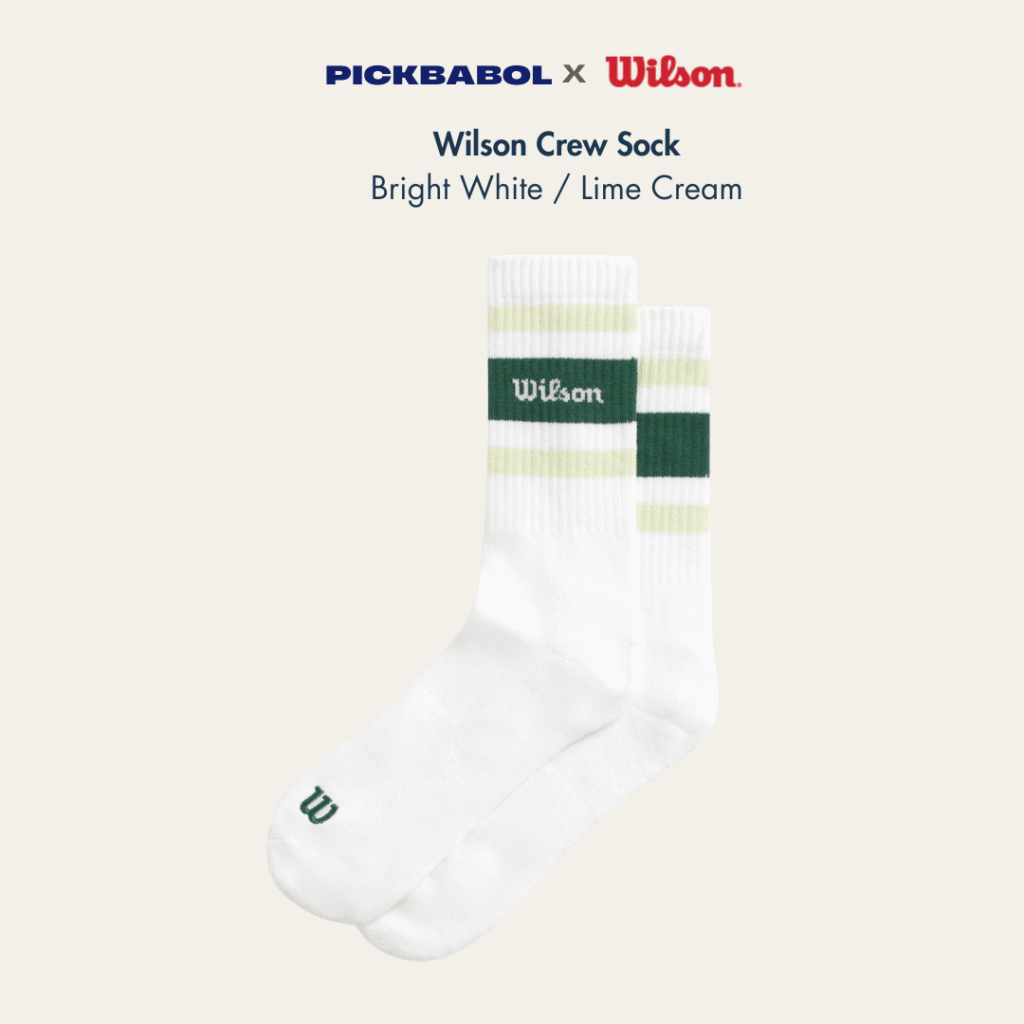 Vớ cao cổ Wilson Crew Sock - Bright White / Lime Cream Vớ cao cổ Wilson Crew Sock - Bright White / Lime Cream