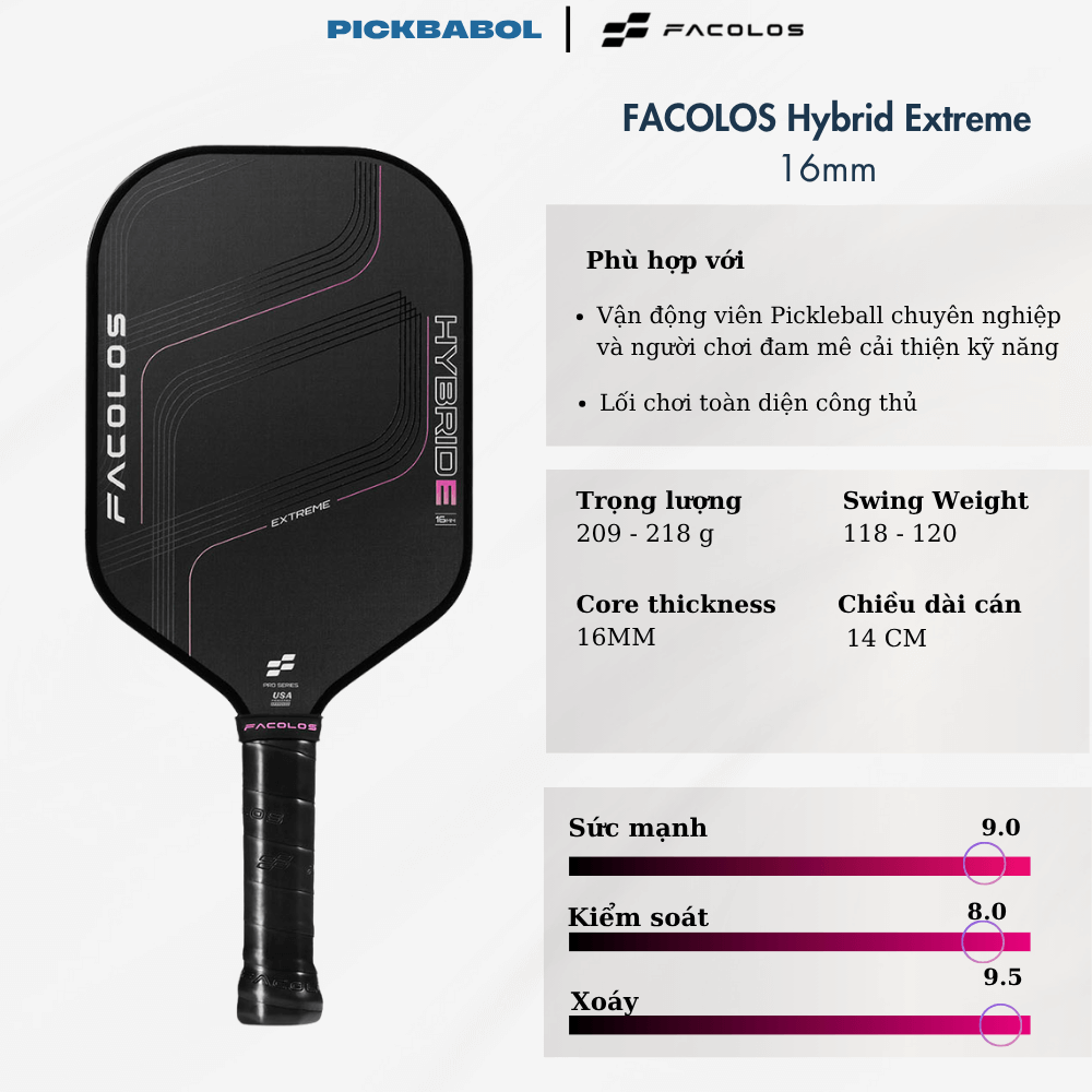 Vợt Pickleball Pro Series 2.0 – Hybrid Extreme 16mm