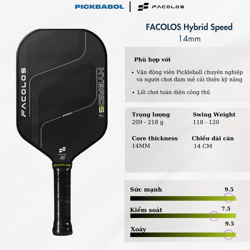 Vợt Pickleball Pro Series 2.0 – Hybrid Speed 14mm