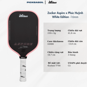 Vợt Pickleball Zocker Aspire x Phúc Huỳnh White Edition