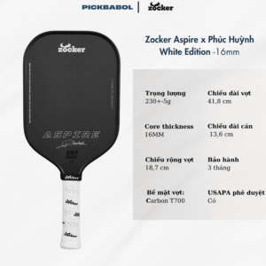 Vợt Pickleball Zocker Aspire x Phúc Huỳnh White Edition