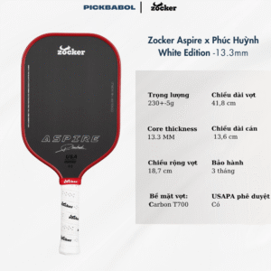 Vợt Pickleball Zocker Aspire x Phúc Huỳnh White Edition