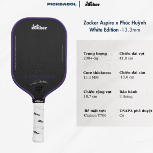 Vợt Pickleball Zocker Aspire x Phúc Huỳnh White Edition - ĐỎ