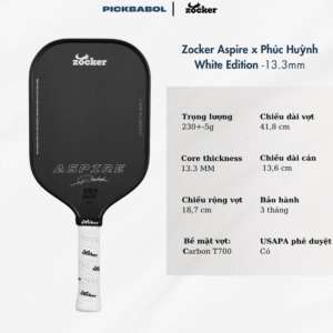 Vợt Pickleball Zocker Aspire x Phúc Huỳnh White Edition