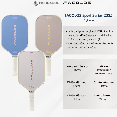 Vợt Pickleball Facolos Sport Series 2025 – Colorful Collection 2.0 (16mm)