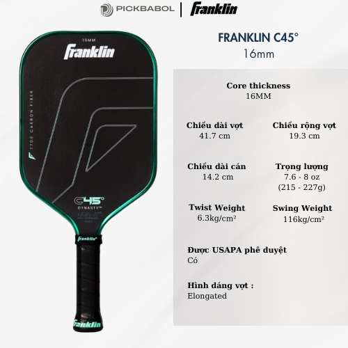 Vợt Pickleball Franklin C45° Carbon Fiber