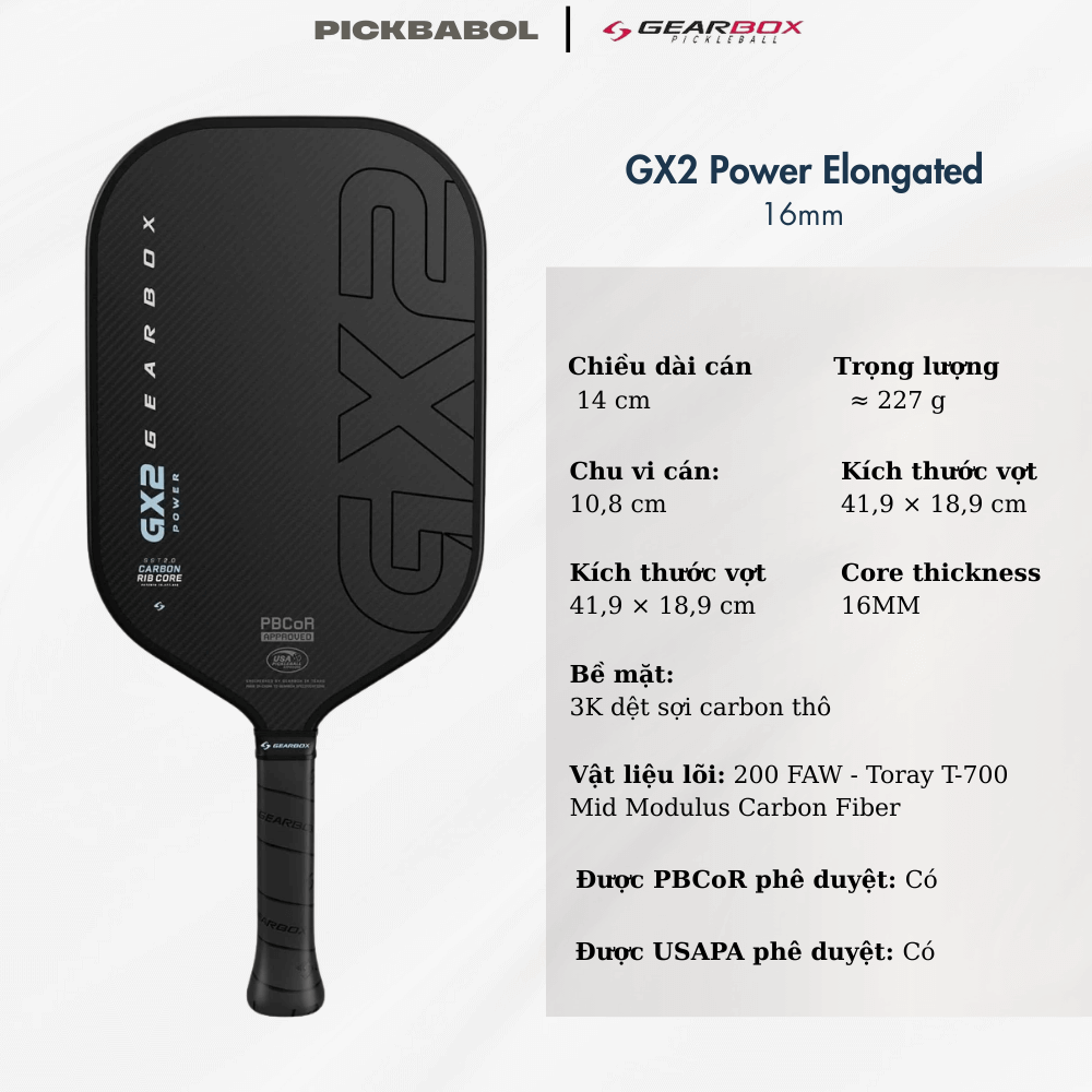 Vợt Pickleball GX2 Power Elongated