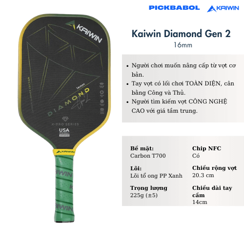 Vợt Pickleball Kaiwin Diamond Gen 2