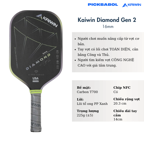 Vợt Pickleball Kaiwin Diamond Gen 2