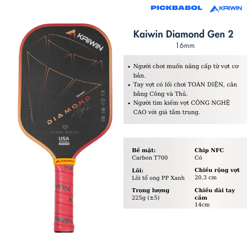 Vợt Pickleball Kaiwin Diamond Gen 2