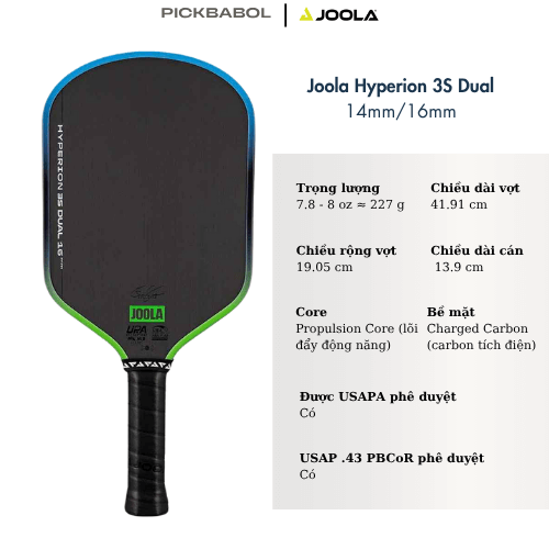 PRE ORDER - Vợt Pickleball Joola 3S Dual Hyperion 16MM