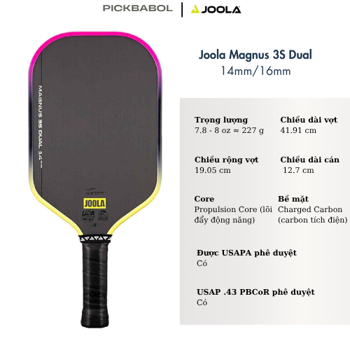 PRE ORDER - Vợt Pickleball Joola 3S Dual Magnus - 14MM